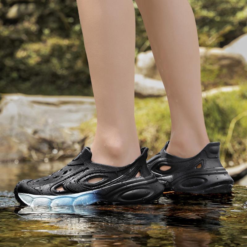 Summer Men Sandals Beach Slippers Fashion Outdoor Slippers Casual Beach Water Sports Shoes Breathable Hollow Flip Flops Cheap Male Aqua Sneaker