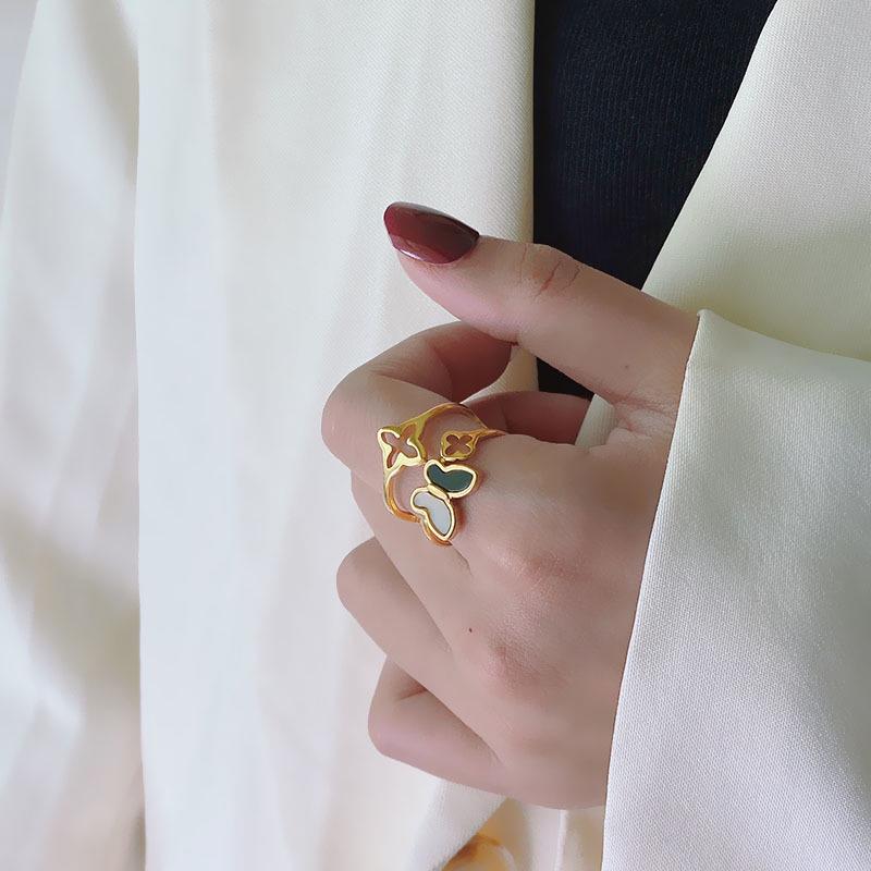 Stylish Titanium Butterfly Ring: 18k Gold-Plated Stainless Steel, Trendy Design for Women