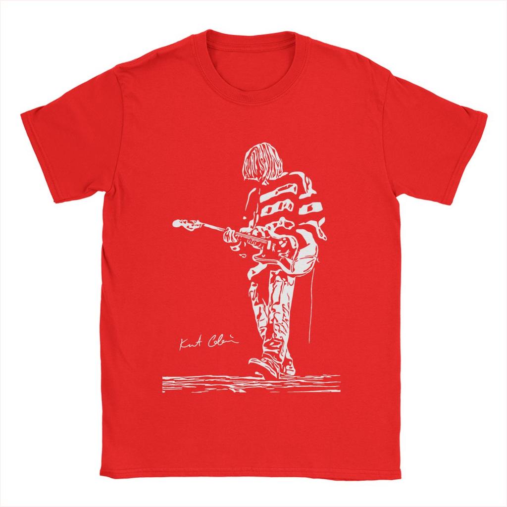 Kurt Cobain Guitar Men's T Shirts Cool Tee Shirt Short Sleeve Crewneck T-Shirt 100% Cotton Classic Clothing