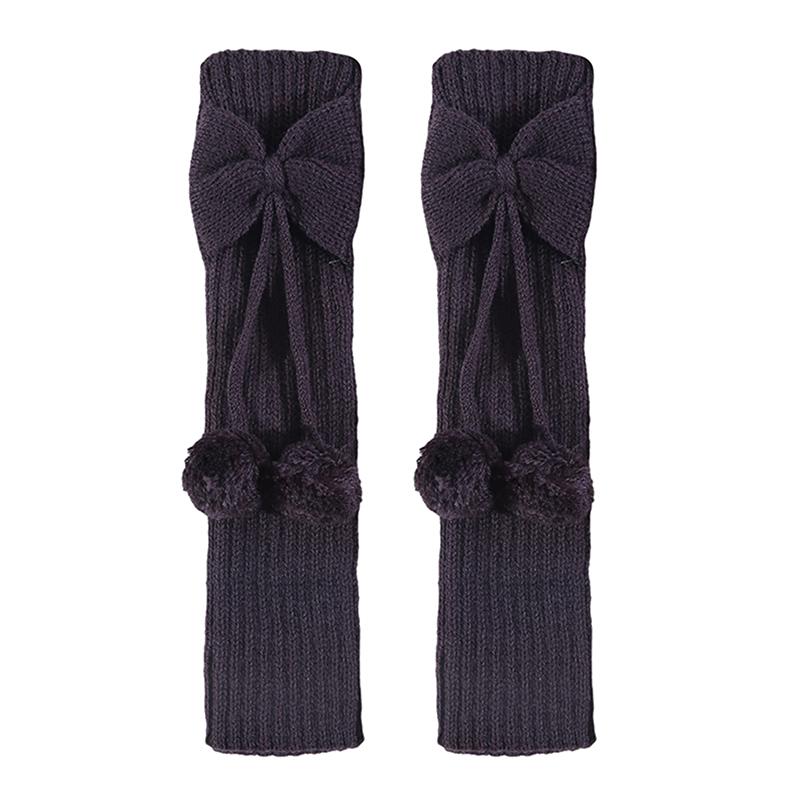 

Детские гетры с бантиком, защита для ног, зимние теплые, непродуваемые, мягкие, удобные, вязаные наколенники, защитное оборудование темно-серого