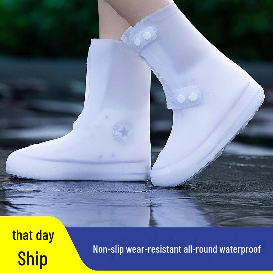 Unisex Waterproof Anti-slip Rain Shoe Covers - Durable, Thick, and Easy-to-Store