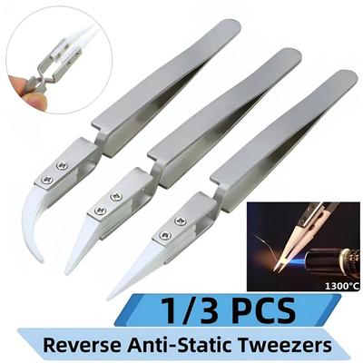 1Pcs Acid Resistant Electronic Soldering Tweezers Straight Tip Insulation Tweezer Ceramic Tweezer