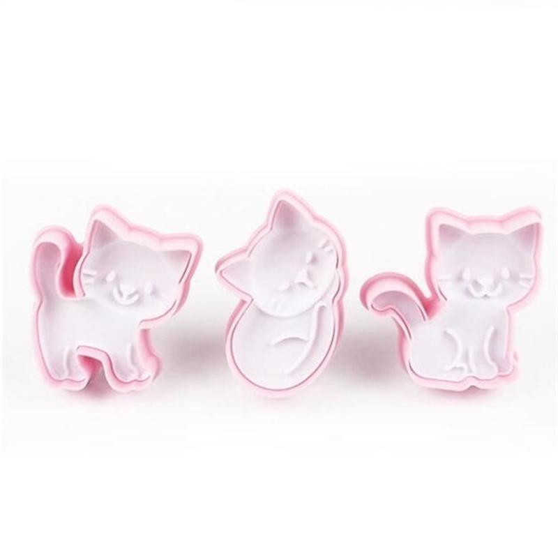 3 Stück/Set DIY Kuchen Dekorationsform DIY Gebäckausstecher Backzubehör Kunststoff Katze Keksform