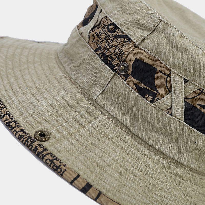 Europejska i Amerykańska Moda Drukowana Kapelusz Bucket z Dużym Rondem Męski i Damski Spłowiały Stary Zachodni Styl Jeansowy Kapelusz Przeciwsłoneczny Podróżny Kapelusz Przeciwsłoneczny