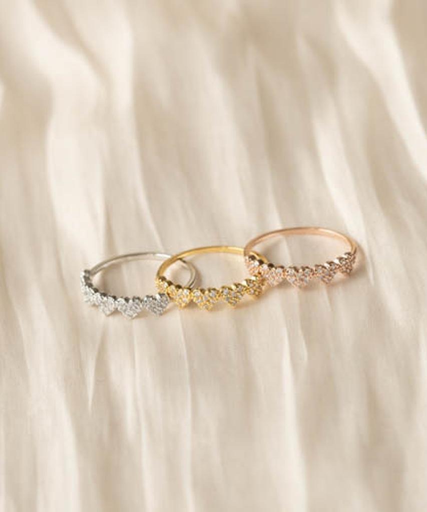 Alleun Silver 925 Cubic Heart Silver Ring Friendship