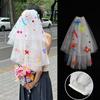 Photo Props Pompom Mesh Tulle Colorful White Veil Wedding Veils  Bridal Veils Headdress Accessories