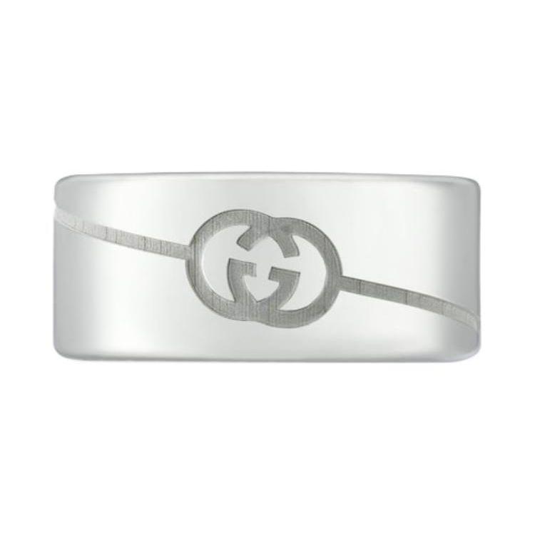 Gucci Twill Interlocking Double G Wide Shiny 925 Silver Ring Unisex rings 774053-J8400-8106 19