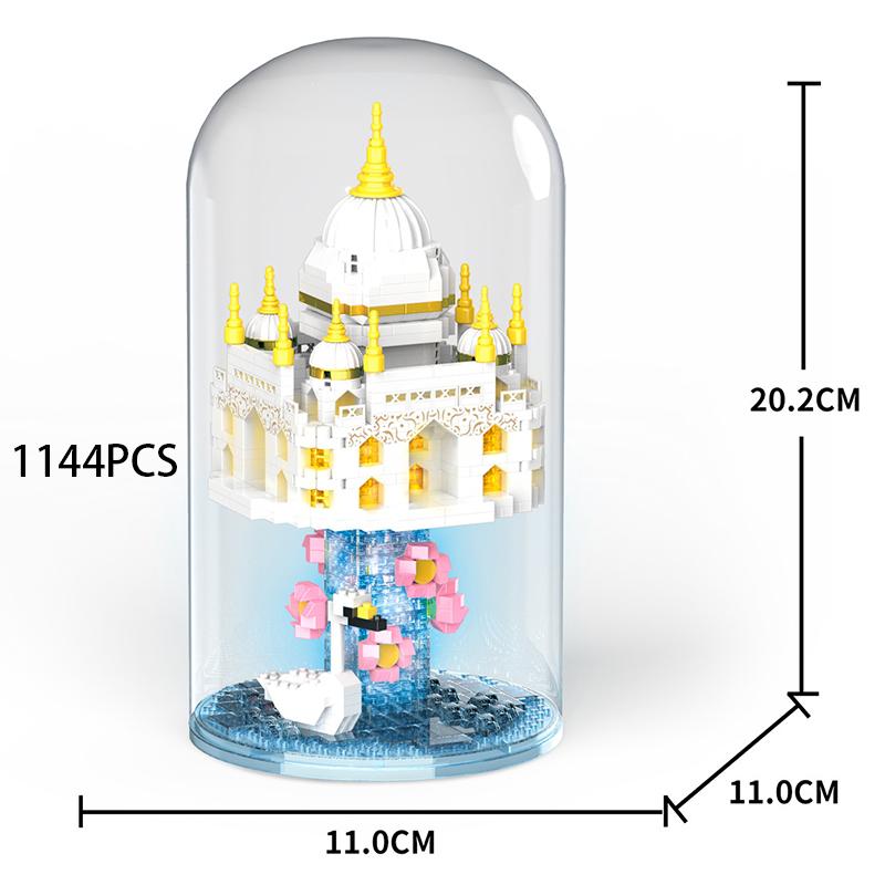 Mini Bloque Taj Mahal Modelo de Arquitectura Construcción Ladrillo de Diamante Ciudad de la India Bangladesh Mausoleo tumba Milagro clásico juguete creativo