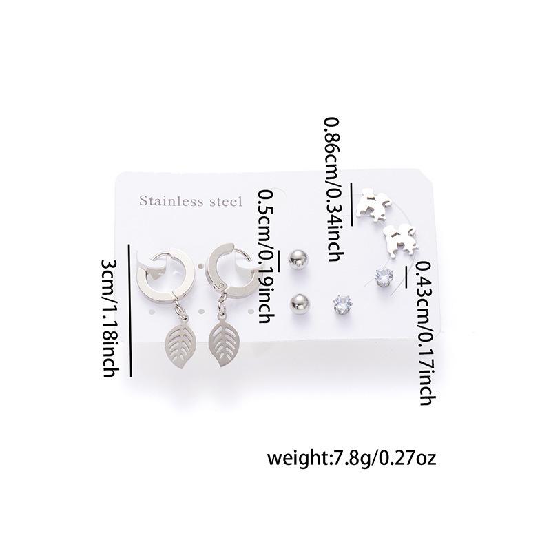 Versatile 18K Titanium Steel Earrings Set with Cross, Heart, and Butterfly Pendants