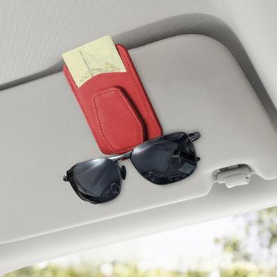 Visor Sunglass Holder Clip Car Sunglasses Holder PU Leather Automotive Glasses Holder Ticket Card Clip Magnetic Eyeglasses
