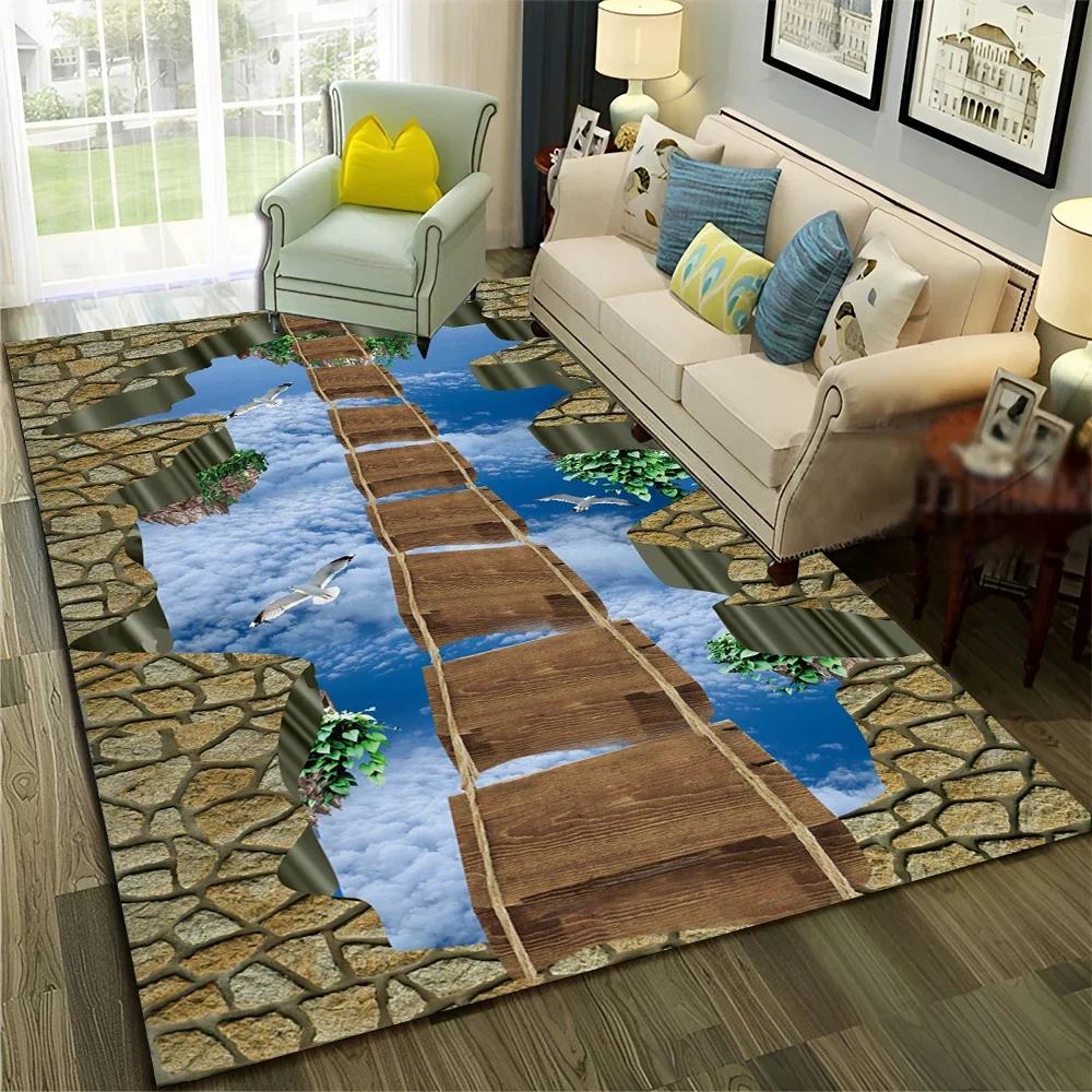 3D Illusion Vision Hallucination HD Carpet Rug for Home Living Room Bedroom Sofa Doormat Decor,Child Area Rug Non-slip Floor Mat