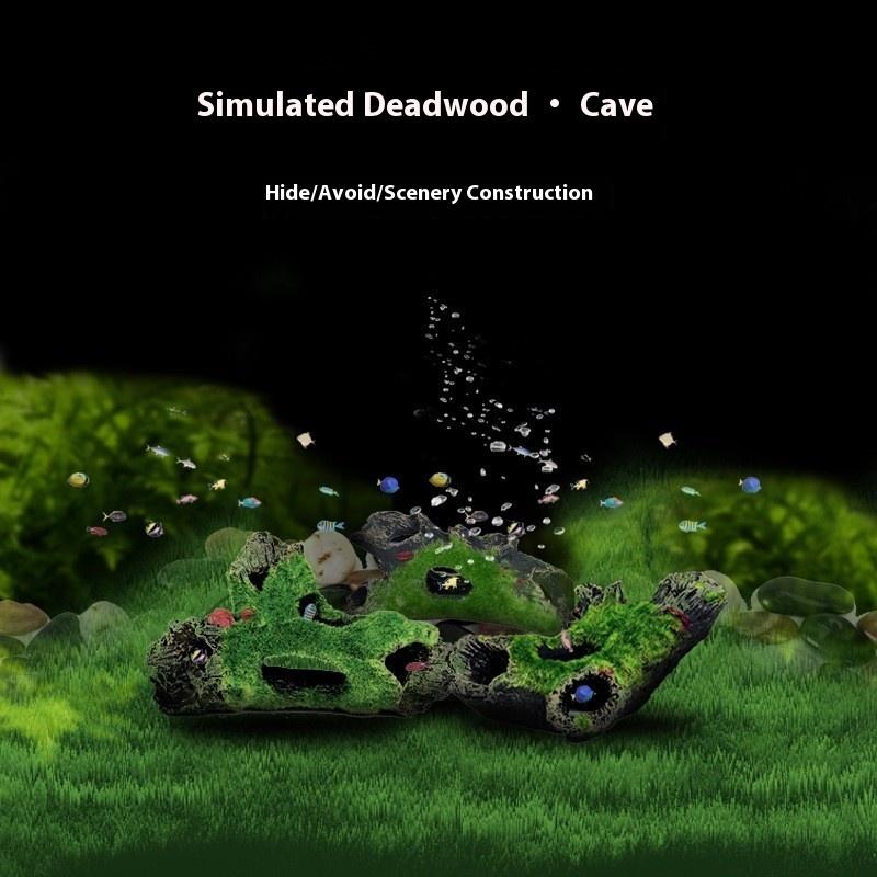 Resin Fish Shrimp Breeding Hiding Cave Ornaments Simulation Moss Tree Roots Dry Wood Fish Tank Aquarium Decoration Accessories