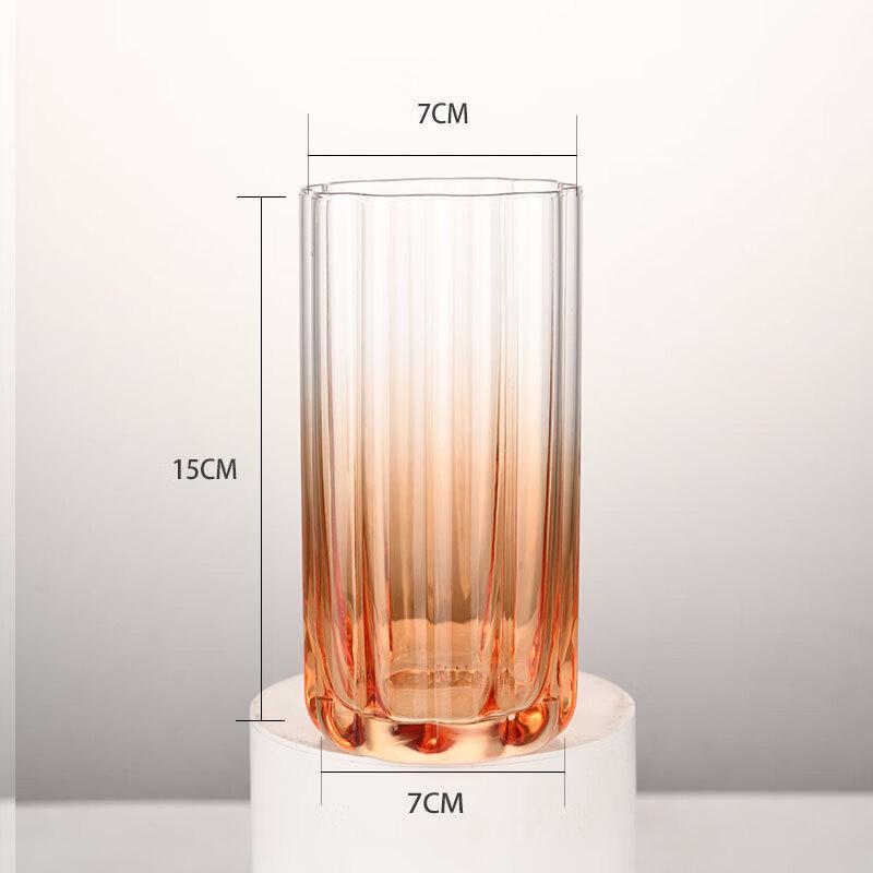 Shangqi Floral Gradient Amber High Borosilicate Glass Juice Cups, Set of 2