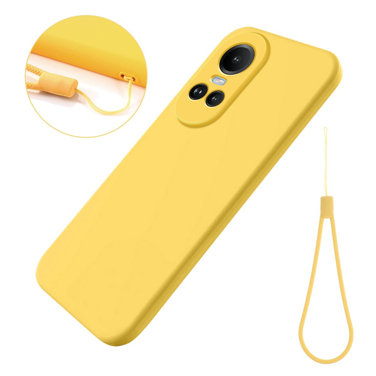

For Oppo Reno10 5G (Global)/Reno10 Pro 5G (Global) Liquid Silicone Cell Phone Case Soft Lining Anti-Scratch Cover Yellow
