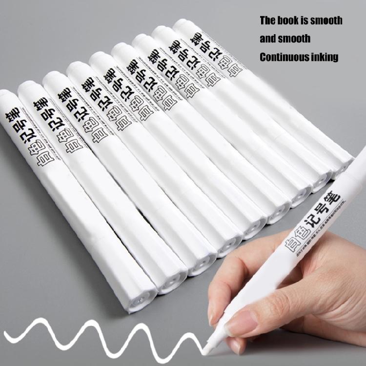 10 Pieces White Markers Waterproof Paint Pens Permanent Markers Marker Pens Oil-based Markers for Tire Metal Glass