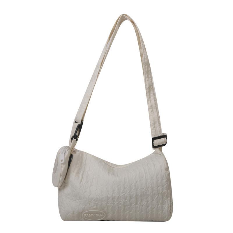 

City Chic Cloud Puff Flower Shoulder Bag Korean Style Oxford Cloth Crossbody білий