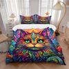3pcs Cat Art Design Printed Bedding Set, Soft and Comfortable Quilt Cover for Bedroom, Guest Room (1 Duvet Cover + 2 Pillowcases, Pillow Cor