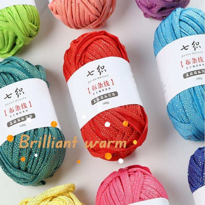 100g/rotolo Colore Solido Oro Punti Lucidi Filo per Tessuto Fai da Te Uncinetto Lavorazione a Maglia Maglione Sciarpa Filato per Tappeti Accessori Fatti a Mano