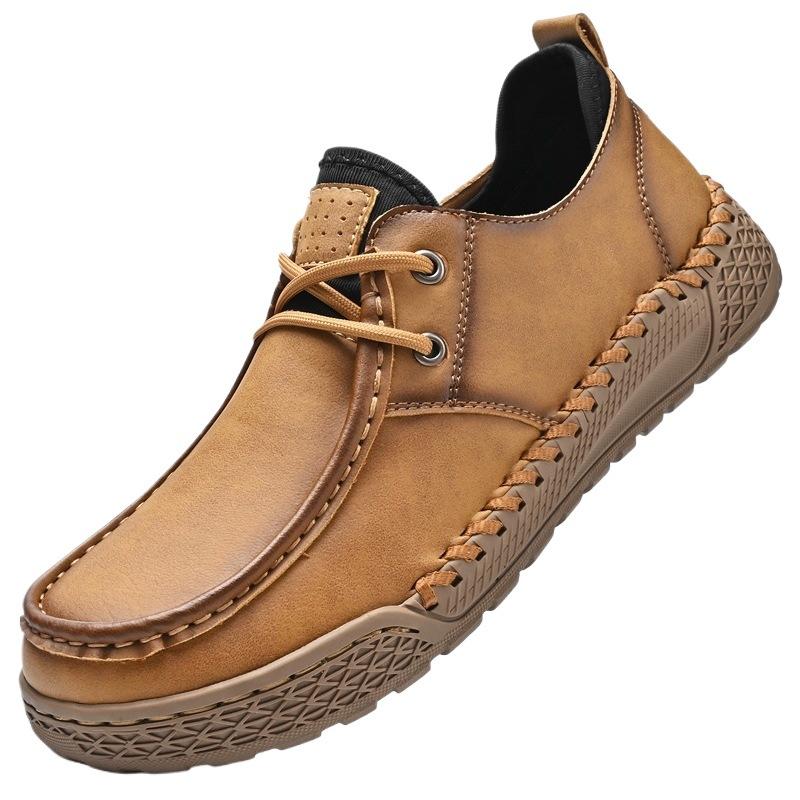 Spring and summer new board shoes large size outdoor stitching men's shoes casual men's cowhide shoes low top large size