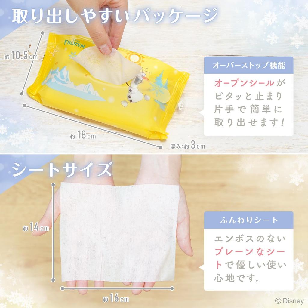 LEC Disney Čistá voda Vlhčené ubrousky 60 kusů x 12 balení Vyrobeno v Japonsku 99% ubrousky, (Zamrzlý) / Bez přísad /