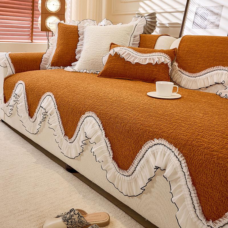 

Sofa Cushion New Four-Season Universal Fixed Non-Slip Sofa Cover Cloth Towel Straight Row Leather Sofa Seat Cushion 70*70cm