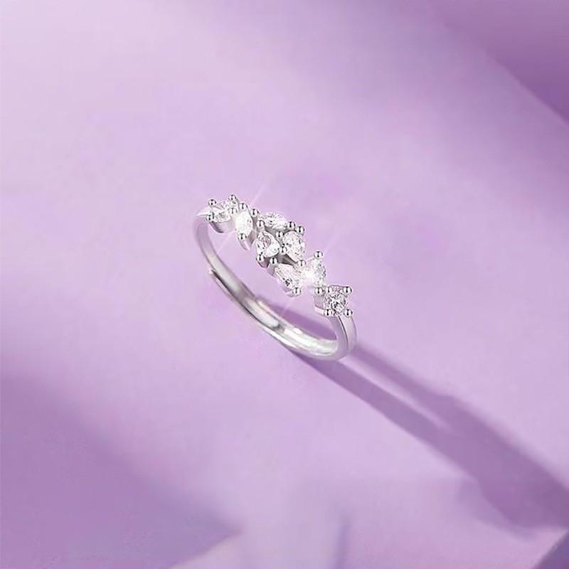 Wisteria Couple Ring Men Women Ins Style Minimalist Luxury Thin Band With Sparkling Stones