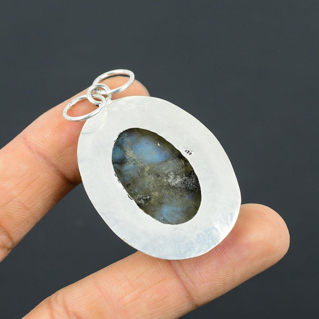 Wedding Gift For Her 925 Sterling Silver Natural Labradorite Gemstone Pendant