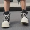 Miqi Women's Black & White High-Top Thick Sole Sneakers - 2024 Autumn/Winter Collection, Breathable & Casual Comfort