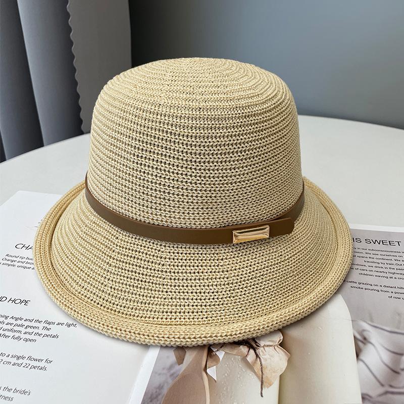 Summer New Bucket Hat Women's Face Small Sunscreen Sunshade Top Hat Straw Woven Versatile Breathable Basin Hat
