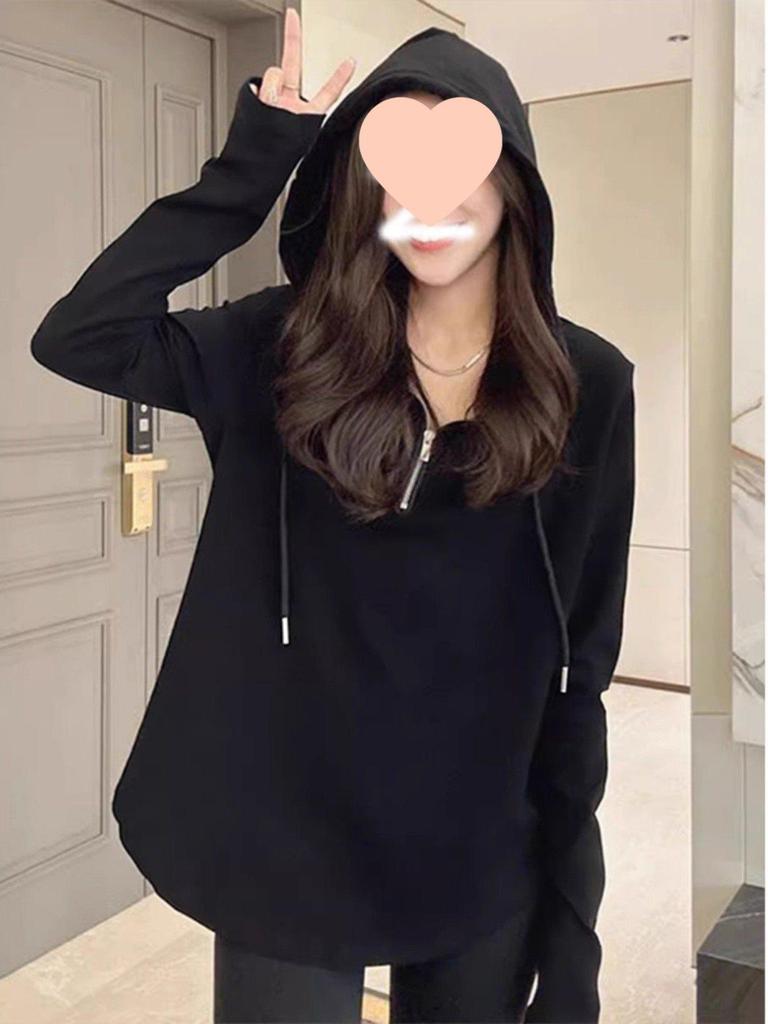Plus Size Women's Hooded Sweatshirt - Slimming, Long Sleeve, Belly Cover, Fall 2025