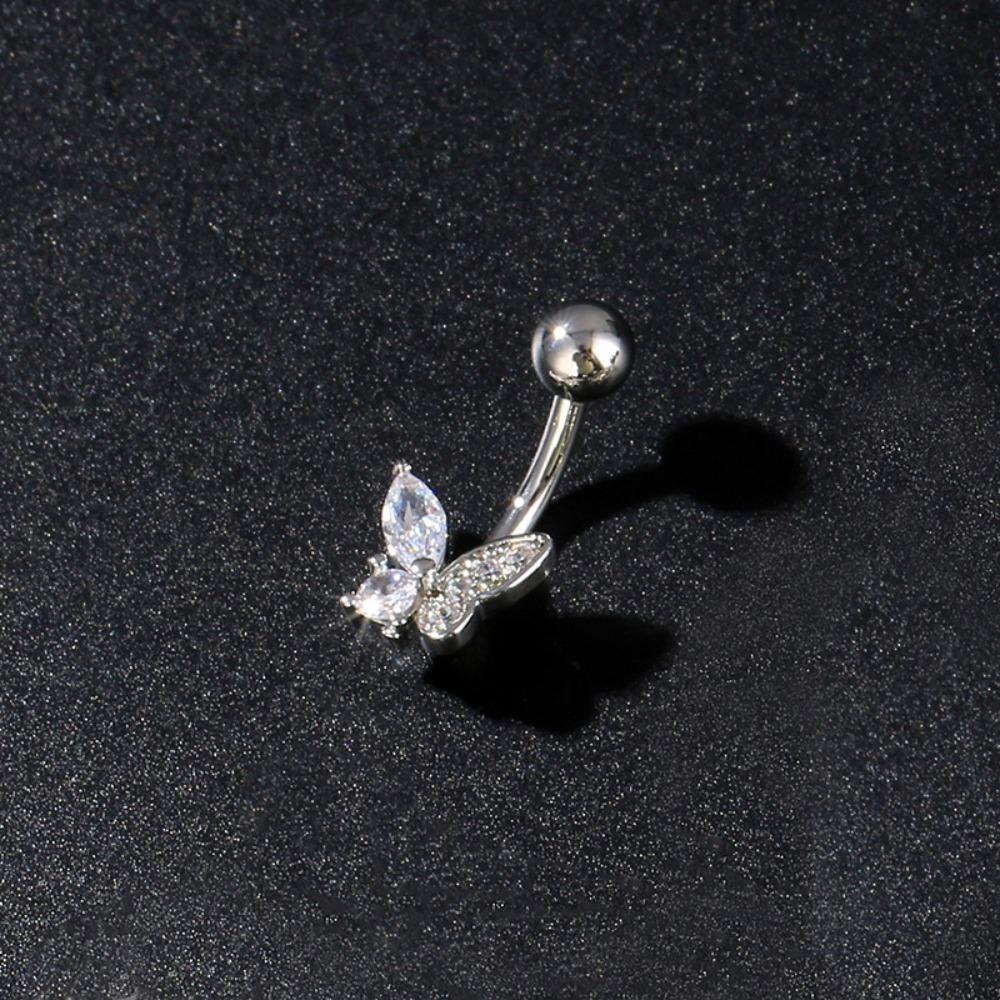 Butterfly Flower Belly Button Ring Mini Body Jewelry Sexy Belly Piercing Ring  Women Girls
