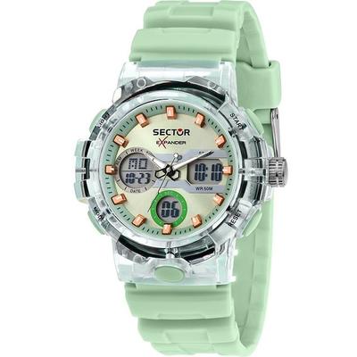 Ex-46 Silikonarmband Grünes Zifferblatt Quarz R3251242502 Herrenuhr