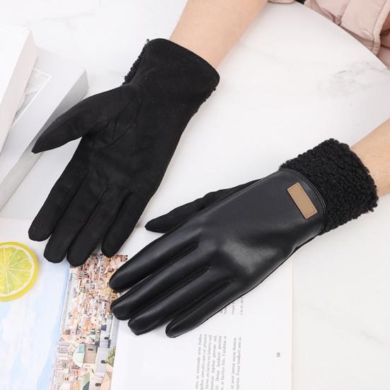 2 Stück Damen Kunstlederhandschuhe Wasserdicht Winddicht Touchscreen Outdoor Fahrradhandschuhe Winter Kaltes Wetter Warm Dick Thermohandschuhe