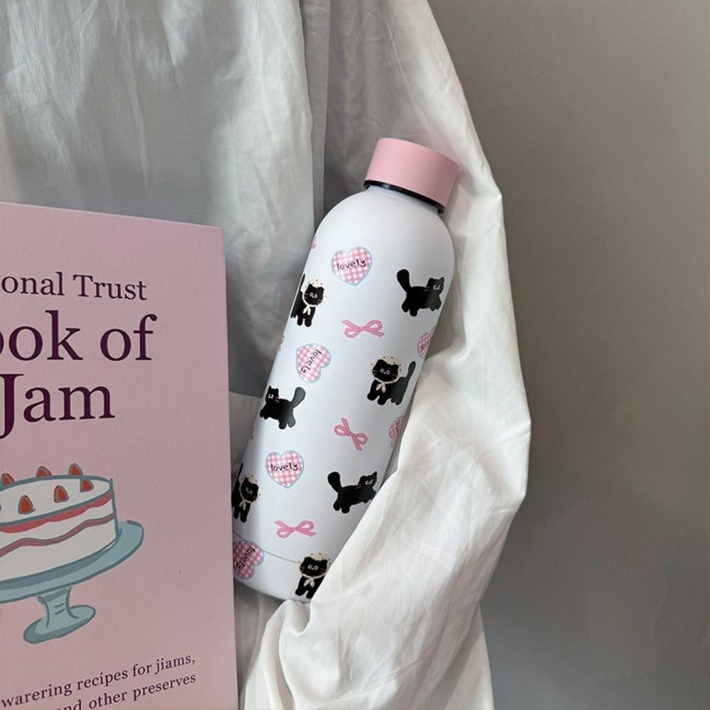 Cartoon Prints Students Coffee Mug Stainless Steel Insulated Water Bottle Outdoor Travel