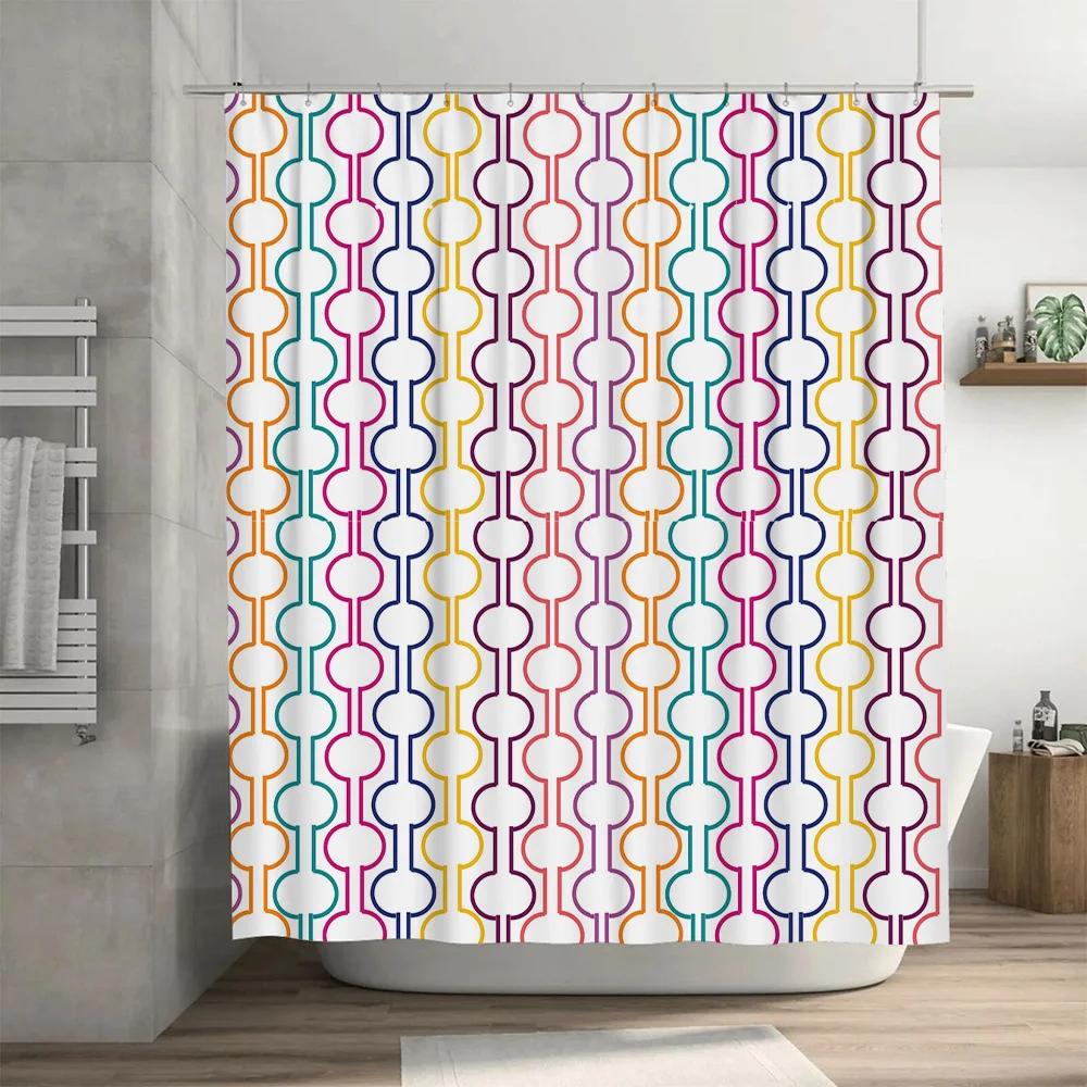 Stylish Colorful Pattern Shower Curtain For Bathroom Decor Waterproof Fabric With Eye Hooks Loop Design