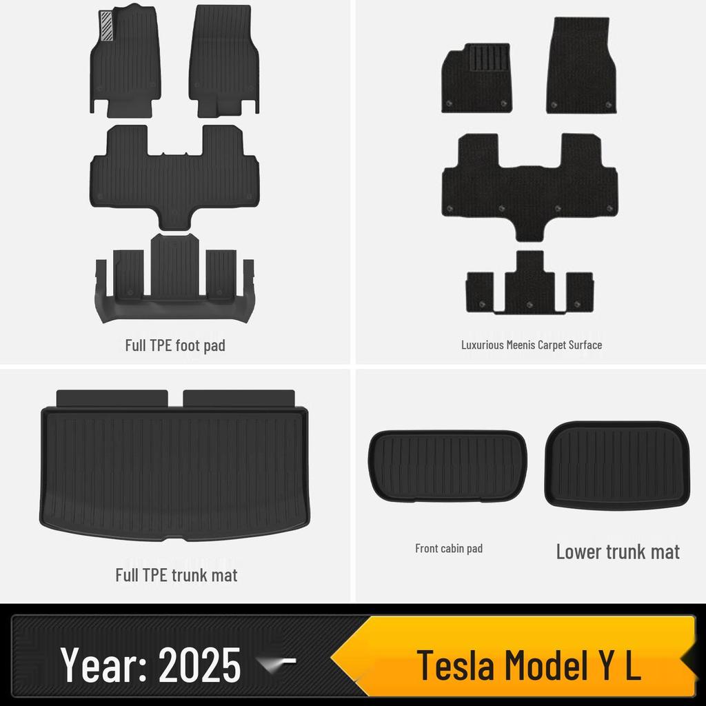 All-TPE Floor Mats Fit Tesla Model Y and YL, Designed As Durable, Injection-molded Car Floor Mat Accessories.