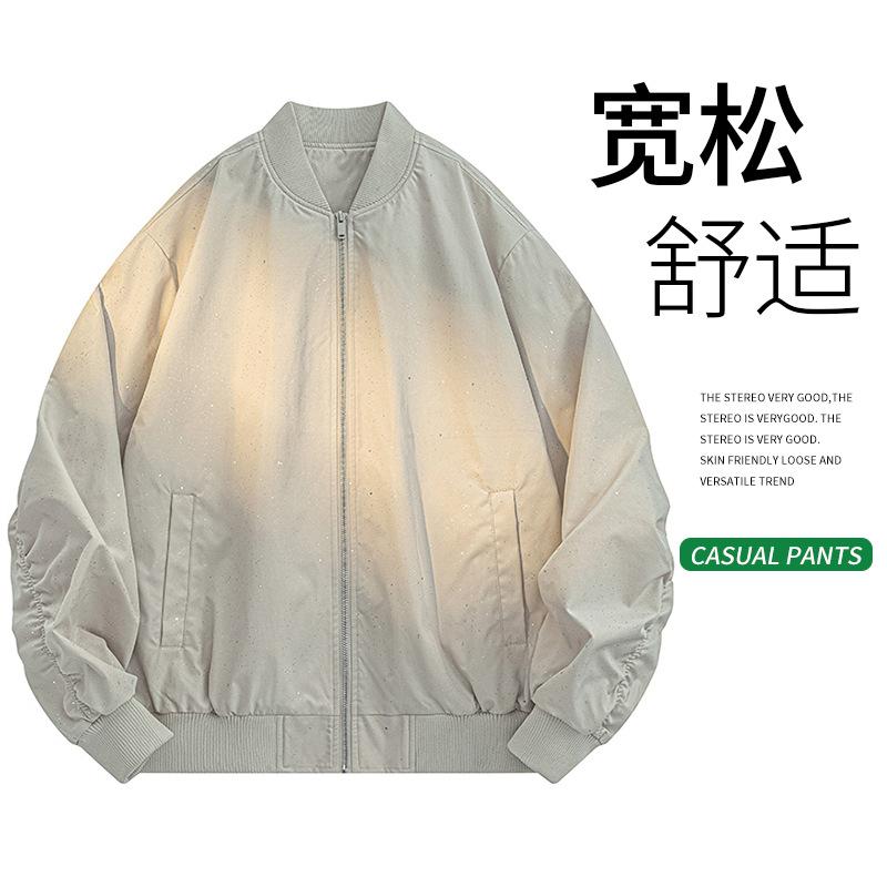 Men's Spring and Autumn New Baby's Breath Jacket Men's Fashion Trendy Men's Casual Jacket Baseball Collar Jacket Men's Jacket