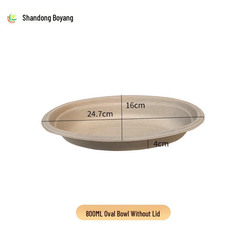 Disposable Eco-Friendly Oval Bagasse Plate/Bowl, 800ml, Microwaveable