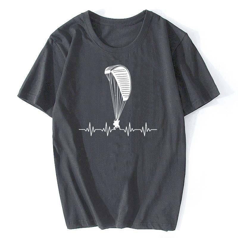 Herren Vintage Paraglider Paragliding T-Shirt Kurzarm Reines Baumwoll-T-Shirt O-Ausschnitt Lässig Paramotor Fallschirm T-Shirt Harajuku