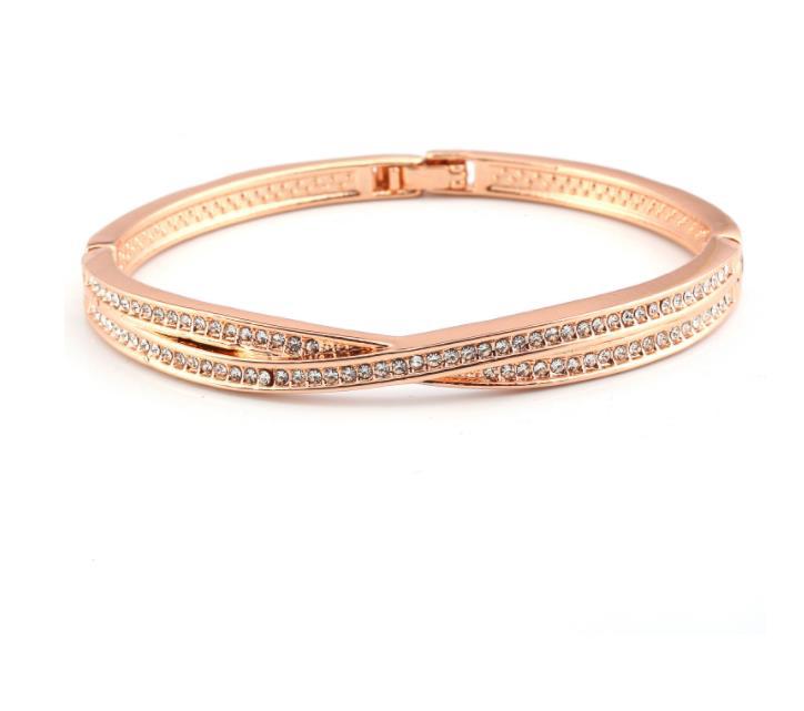 JMXD-Simple and Stylish Full Diamond Cross Bracelet Women's Bracelet Jewelry Rose Gold