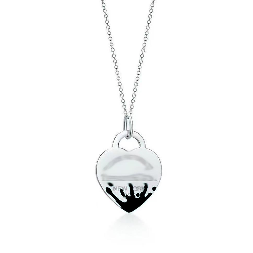 Heart-Shaped Enamel Cross Chain Necklace with Peach Heart Beads for Women - Fashionable Classic Style