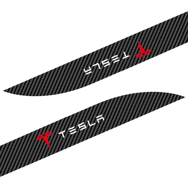2pc Car Side Skirt Sill Carbon Fibre Body Protection Sticker for Tesla Model 3 Model X S 2016-2020 TMX TMS TM3 Wheel Center Caps