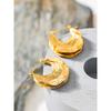 Yhpup New Stainless Steel 18K Gold Color Geometric Unusual Huggie Earrings Statement Stereoscopic Waterproof  Stylish Jewelry