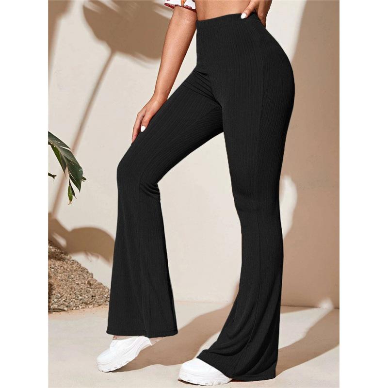 European & American Women's Casual Knitted Flared High Waist Yoga Pants