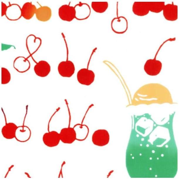 Todaya Shoten Rientz Tenugui Towel, Cream Soda & Cherries, 1522, Hand-Dyed, 100% Cotton, Approx. 37cm x 98cm