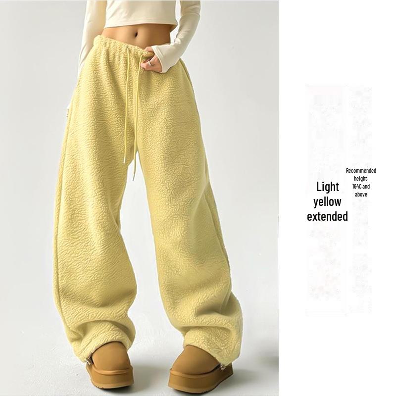 

Женские двухсторонние широкие брюки из плюшевого флиса – ленивые, стильные, с высокой талией, теплые, свободные, универсальные зимние брюки. XL (125-145 lbs)