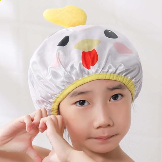 3D Animal Design Kids Shower Cap Polyester All Match Bright-colored Bath Cap for Dorm
