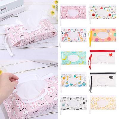 Sac à Lingettes Humides Mode en EVA Couvercle à Rabat Pochette Cosmétique Réutilisable Sangle à Bouton-Pression Rechargeable Accessoires pour Poussette Produit