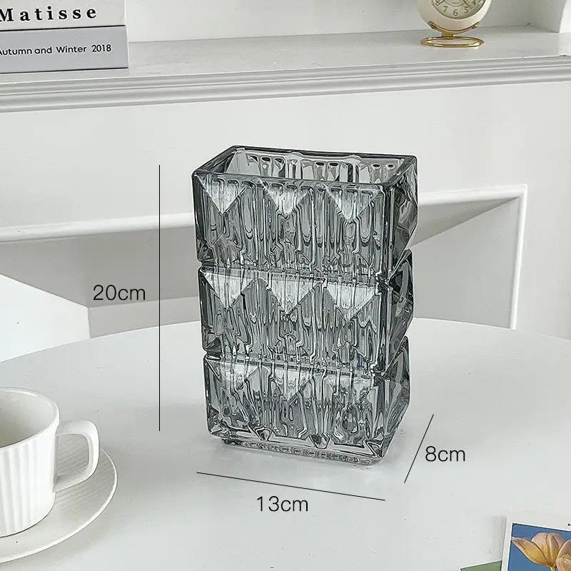Home decor Modern simplicity Transparent crystal glass vase Aquaculture vase container Electroplated color flower vase Gift