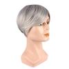 Synthetic Ombre Grey Men Haircut Short Straight Male Wigs with Side Parting Bangs Cosplay Smooth Natural Heat Resistant